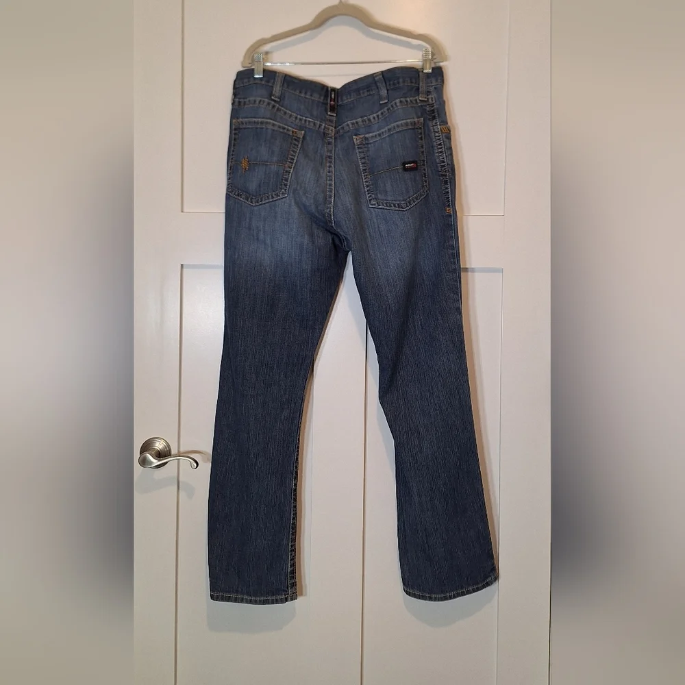 Ariat FR M4 Boot Cut 38 X 31.5 Low Rise Jeans Whiskered Faded